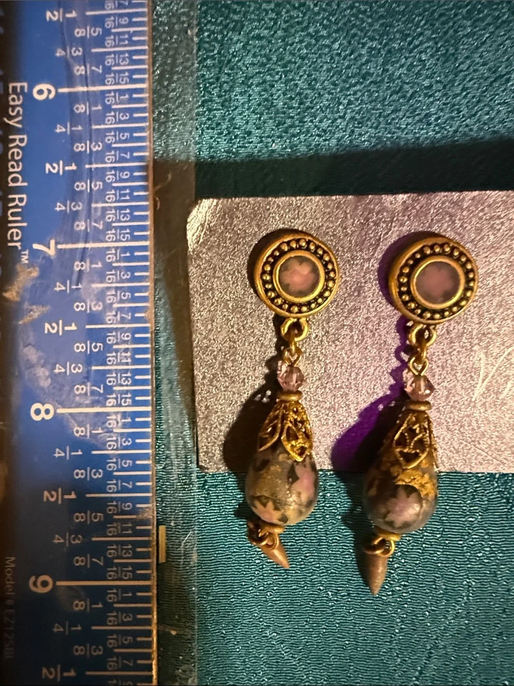 Vintage-Style Pink Floral Drop Earrings